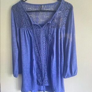 Blue Lace Detail Women's Top